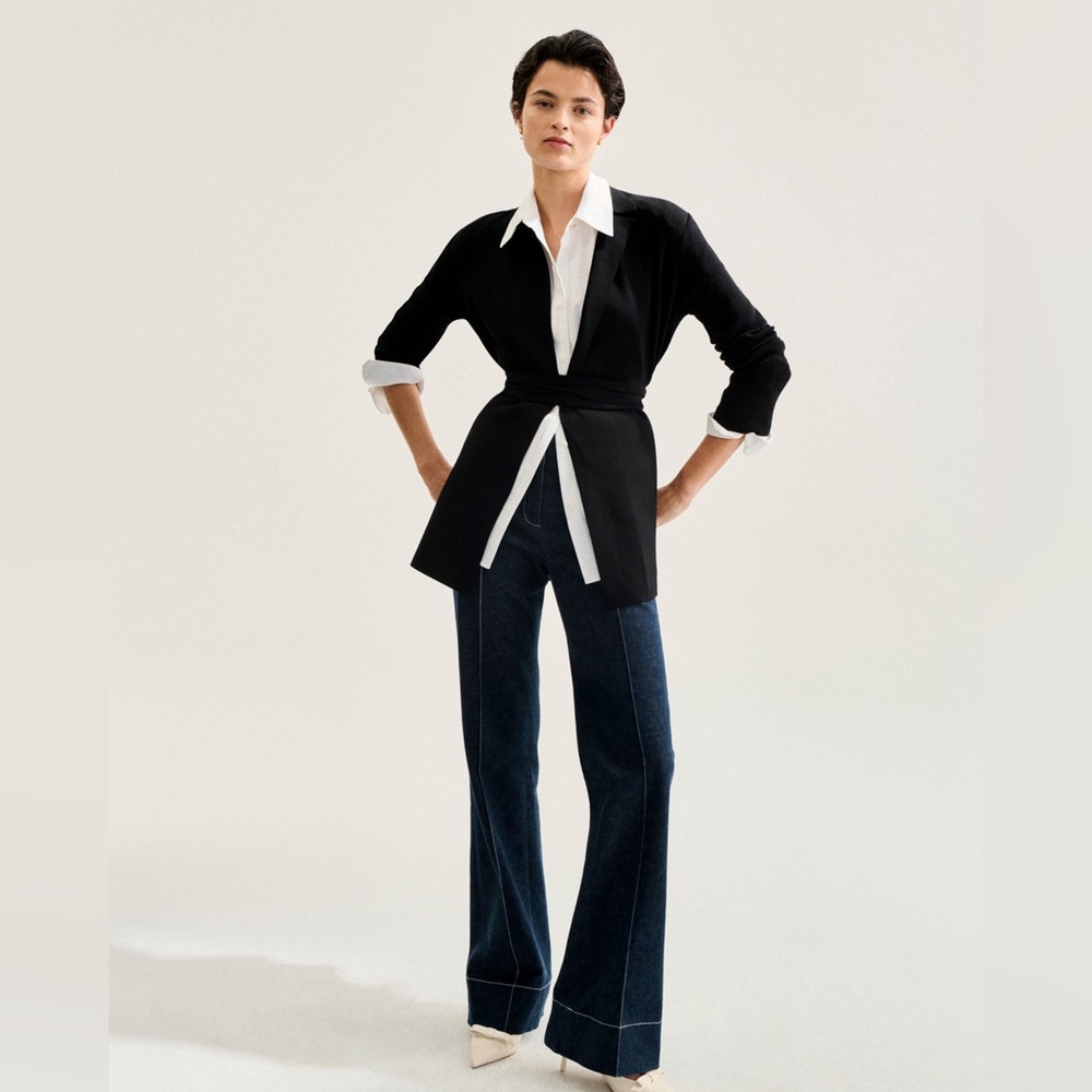 MM Lafleur The Merritt Wrap Jardigan blazer black size medium - Picture 12 of 13